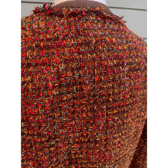 Chico's Size 0 (size 8) Bouclee Jacket Blazer Multicolor w/ Gold Thread - Picture 5 of 6